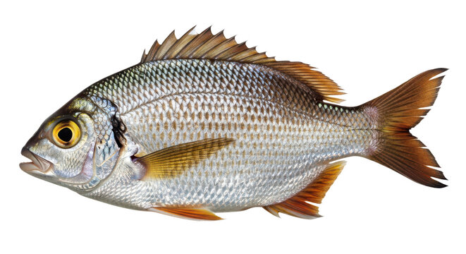 Fresh raw porgy fish isolated on transparent background