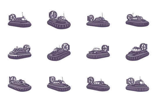 set of futuristic hovercraft vehicles