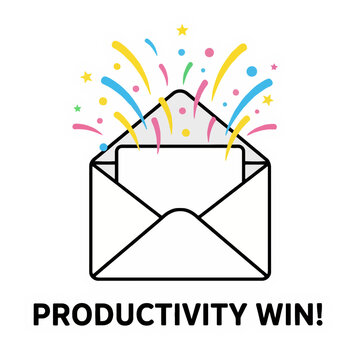 Empty Inbox with Confetti Sticker | Cute Productivity Celebration Illustration | Adorable Clean Email Kawaii Sticker Art | Playful Achievement and Organization Sticker Design | Whimsical Inbox Zero