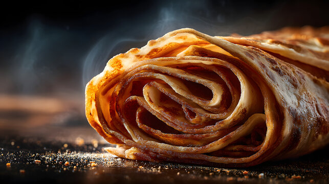 Golden, flaky Israeli malawach, a layered Yemenite flatbread with a crispy exterior and soft, buttery interior, freshly baked and served warm.