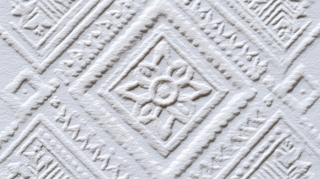 Intricate White Embossed Geometric and Floral Paper Pattern