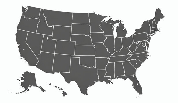 Detailed gray map of the United States of America with state borders isolated on a clean white background vector