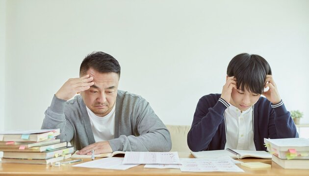 受験勉強に行き詰まる親子と模試の結果