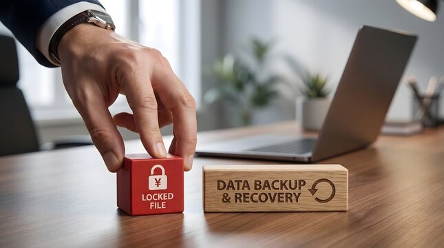 Cyber Security Concept Data Backup Recovery and Locked File Protection