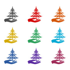 Obraz premium Save the forest icon isolated on white background. Set icons colorful