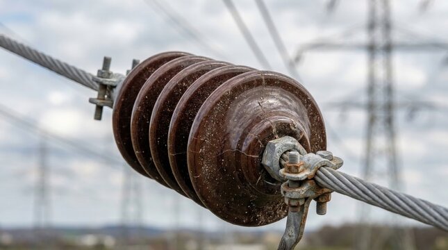 Utility Grid Transmission Line Insulator Against Sky