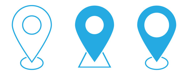 The modern blue location pin icon for maps, GPS navigation, and point of interest marking. Digital pointer graphic for geographic position. Vector illustration. Eps10 © Luna Visuals