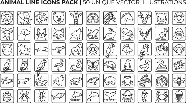 Animal Icon pack - 50 unique vector illustration