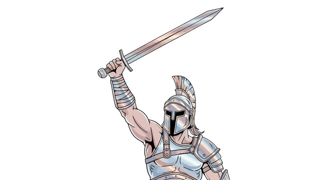 Ancient Greek Warrior Wearing Armor.