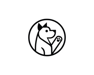 Fototapeta premium Dog Paw Logo Circular Outline Illustration Simple Minimalist Style Pet Care