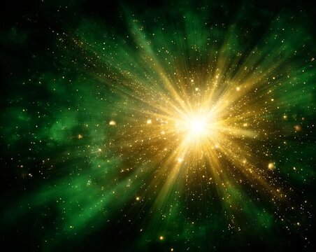 Vibrant explosion of light in dark space.