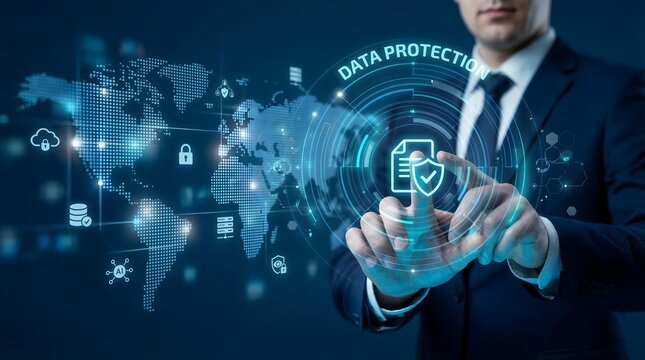Global Data Protection and Cyber Security Digital Network Concept