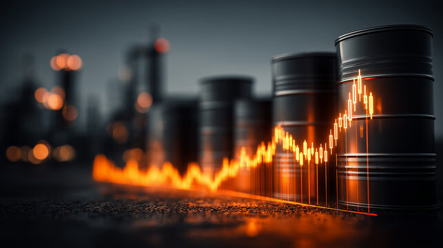 Oil price surge global markets financial analysis industrial landscape close-up economic trends