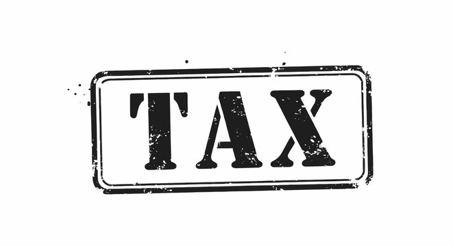 Distressed black rubber stamp effect with the word TAX on a clean white background, symbolizing financial obligations and government revenue.