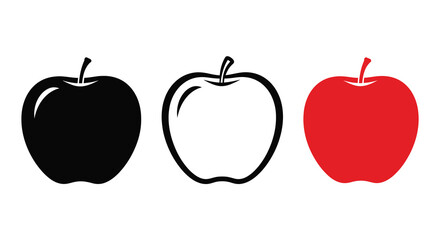 Fototapeta premium Three apples displayed in varying colors including a dark silhouette