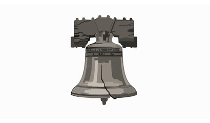 Detailed Liberty Bell Vector Illustration with Antique Metal Texture and Historic Crack Isolated on White Background © BijoyChandra