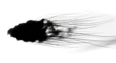 Black jellyfish with long thin tentacles on white background isolated marine animal with dark body © PABITRA