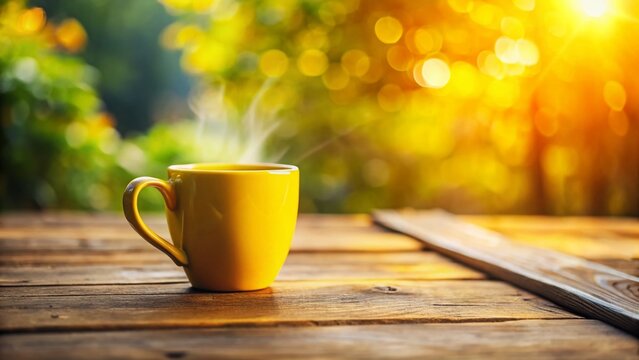 Tilt-Shift Photo: Bright Yellow Mug - Energy, Optimism, & Creativity