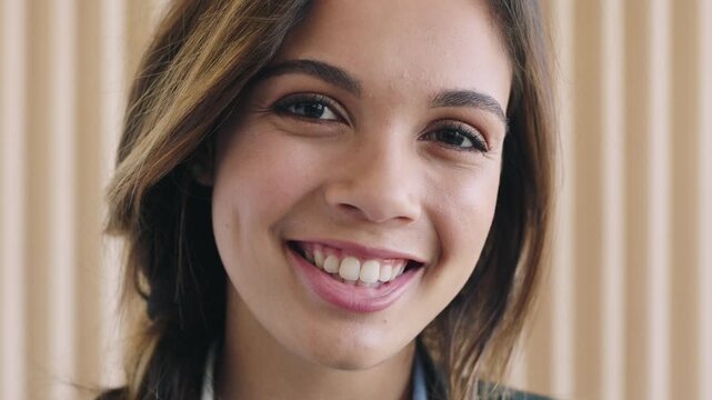 Face, business and woman in office, smile and creative agency for publishing, author and about us. Happiness, person and journalist in workplace, career ambition and editor for magazine article