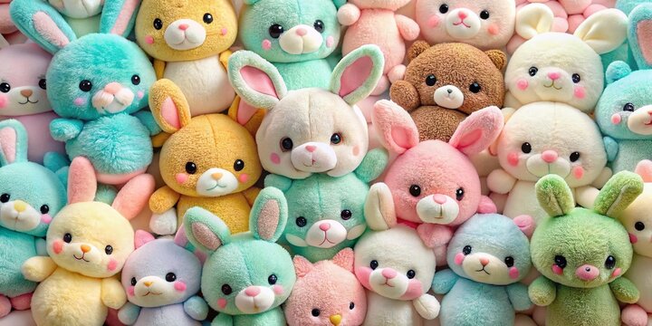 Pastel Plushies Drone Shot: Minimalist Toy Photography