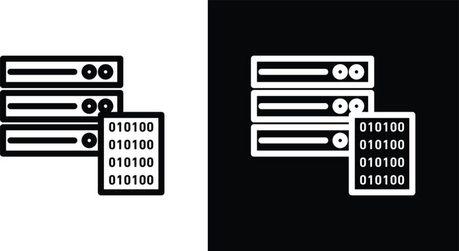 Master data icon pack in black and white colors