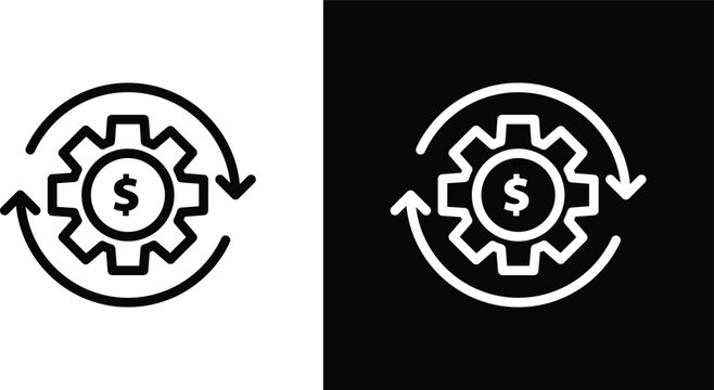 Money processes icon pack in black and white colors
