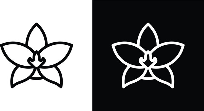 Moth orchid icon pack in black and white colors
