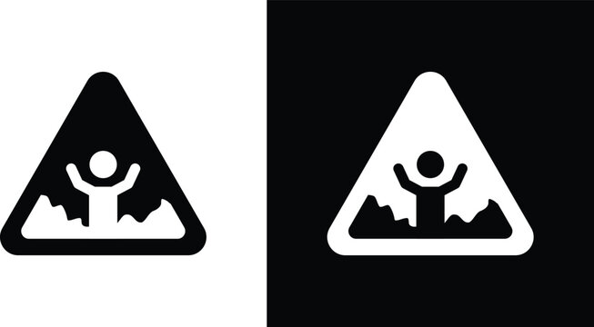 Mud warning sign pack in black and white colors