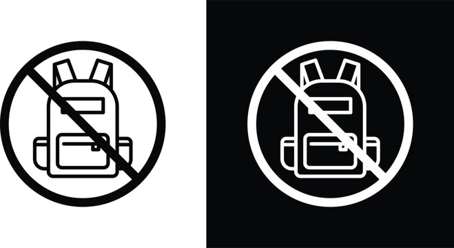 No backpacks allowed sign pack in black and white colors
