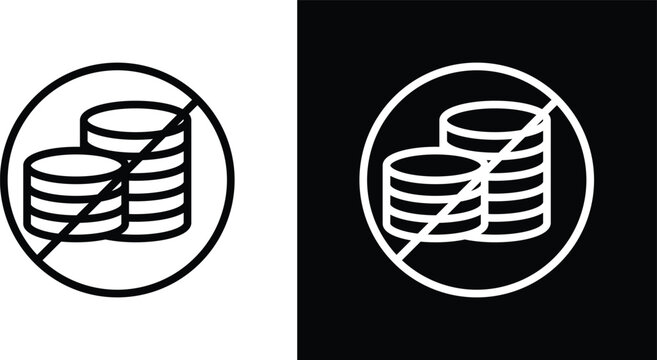 No cash sign pack in black and white colors