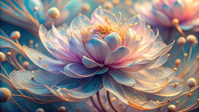 Surreal Pastel Flower, Abstract Floral Art, Dreamy Botanical, Fluid Petals, Elegant Design