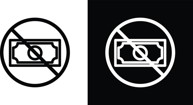 No money sign pack in black and white colors