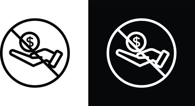No money sign pack in black and white colors