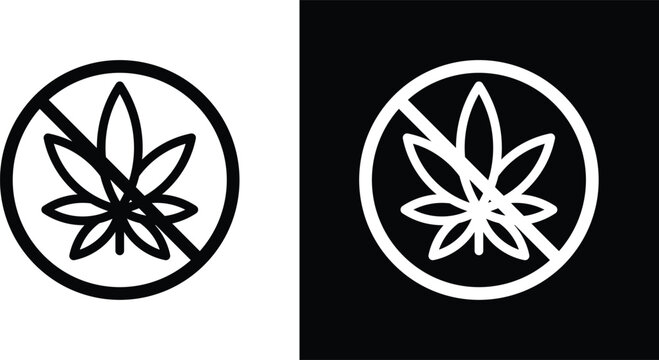 No Marijuana sign pack in black and white colors