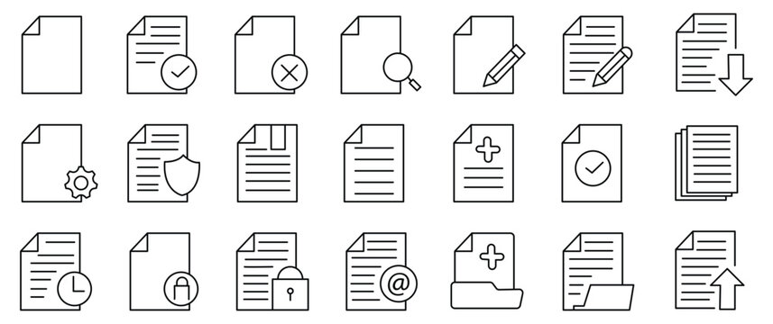 Legal documents icon set. Editable line icons. Vector illustration.