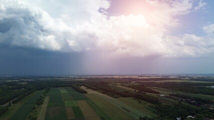 Countryside landscape with approaching storm