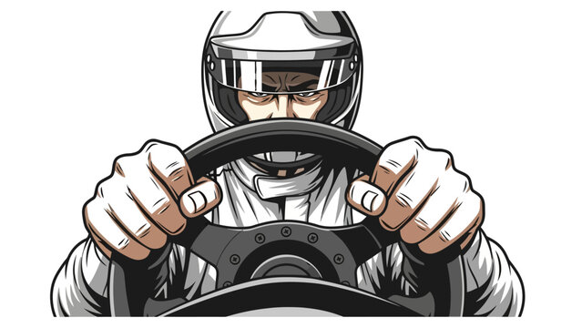 Racing Driver Wearing Helmet.