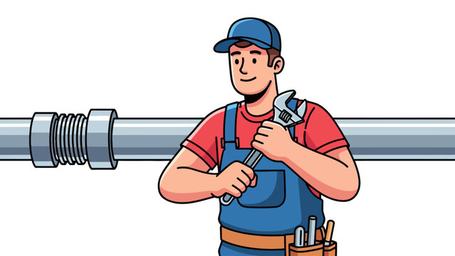 Man holding large wrench.