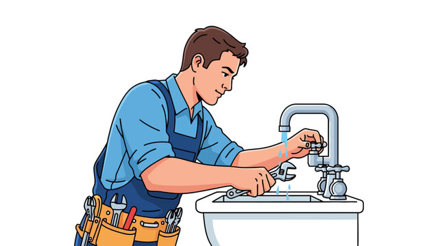 Man fixing a faucet.