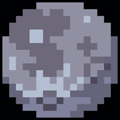 A round pixelated planet, moon, rock, or meteorite, 8-bit. © sabelskaya