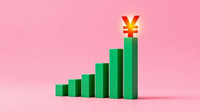 Green bar chart with glowing yen symbol