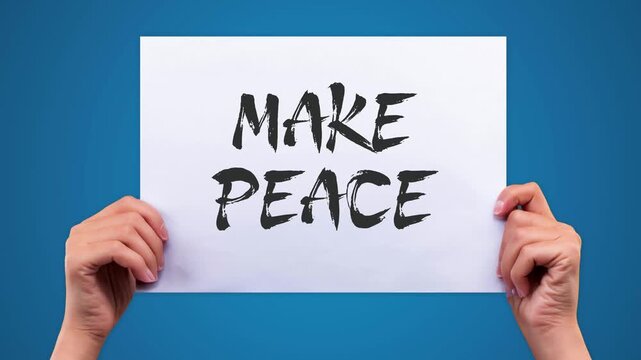 MAKE PEACE Typography Animation, Blue Background, Green Screen, 4K Unity Overlay