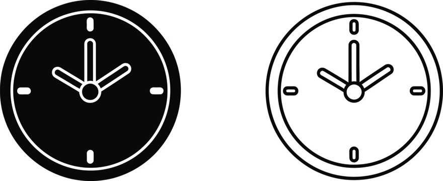 Clock faces in black and white Vector