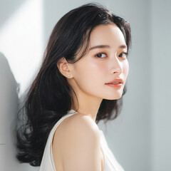 Fototapeta premium 透明感のあるきれいな肌の日本人女性