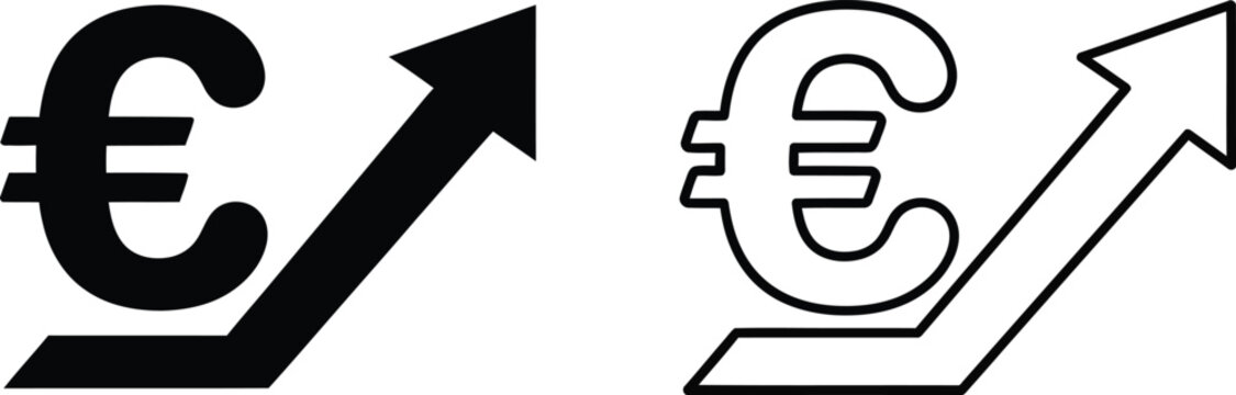 Euro currency symbol growth arrow Vector