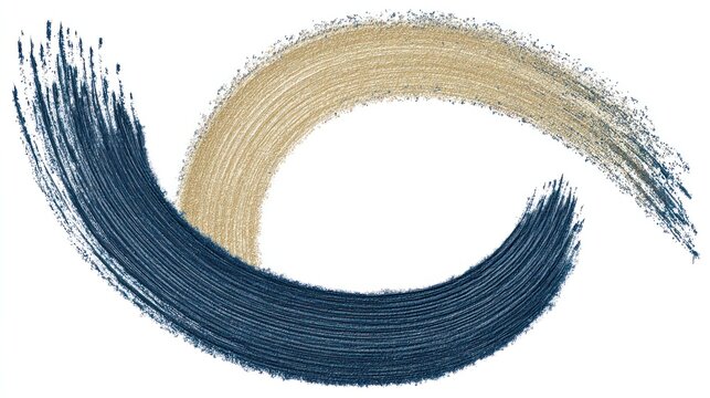 Abstract watercolor swirl in deep indigo and champagne tones with textured brush strokes
