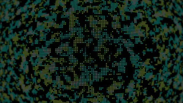 Abstract mosaic of pixelated patterns and digital noise, creating a glitchy and distorted visual effect with a unique artistic texture