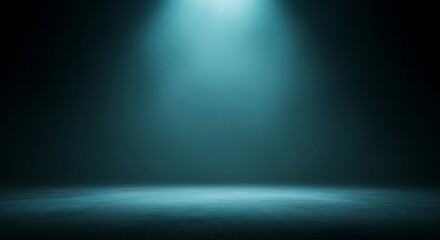 Obraz premium Empty concrete stage with dramatic spotlight illumination on dark background