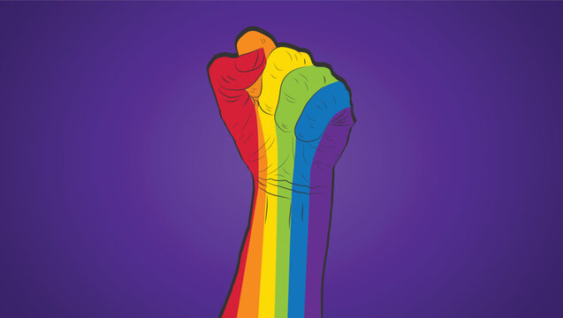 LGBTQ pride hands support symbolises unity, diversity