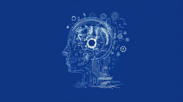 machine learning model blue on a blue background